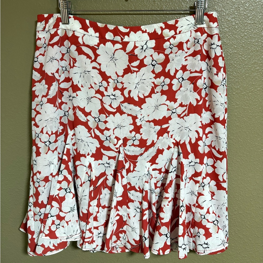 Karl Lagerfeld Floral Red & White Flounce Skirt Sz: 8